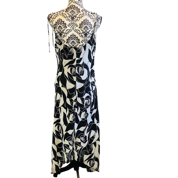B. Smart Black & White Asymmetrical Spaghetti Strap Slip Dress Sz-13/14 - Picture 4 of 5